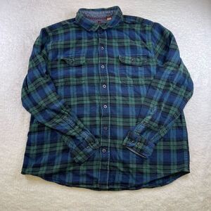 Woolrich Shirt Mens XL Button Plaid Flannel Long Sleeve Blue Green Cotton Extra